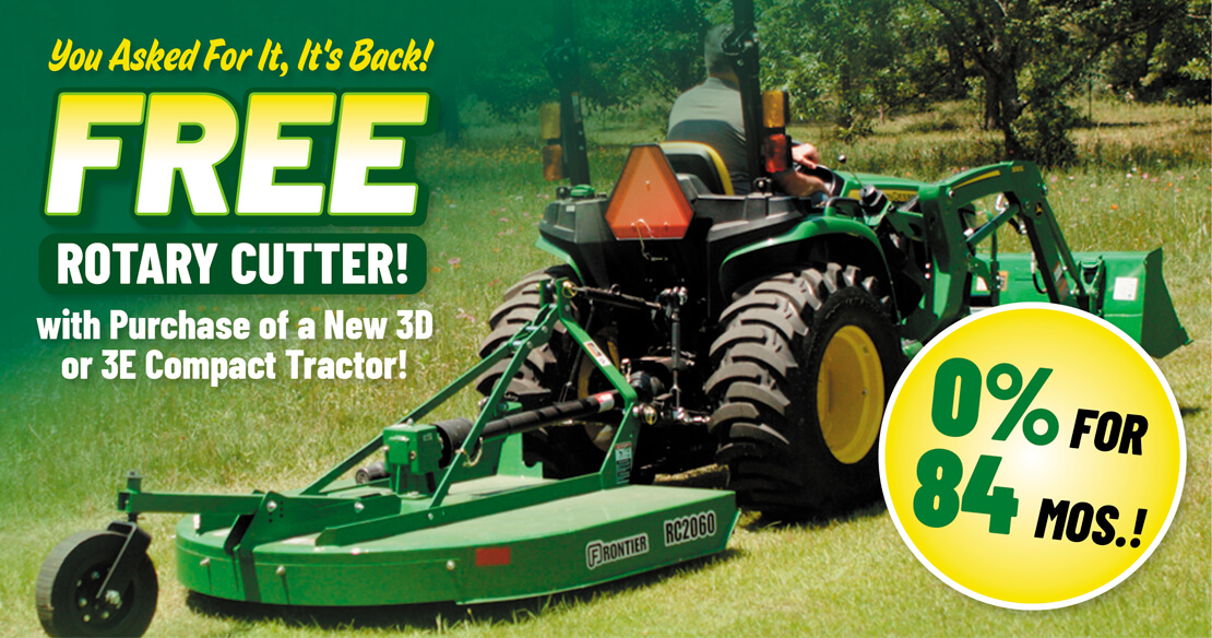 Free Rotary Cutter with Purchase on New 3D or 3E Compact Tractor AgUp
